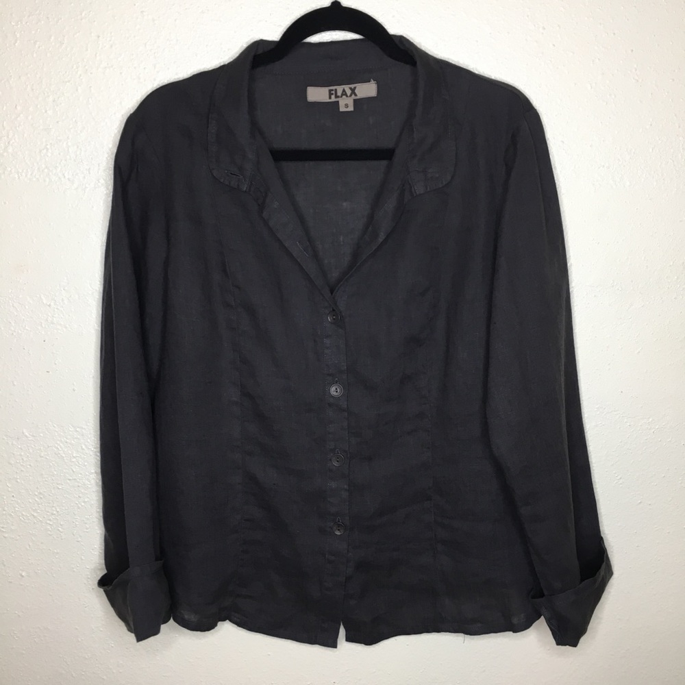 Flax 100% Linen Button Down Shirt S